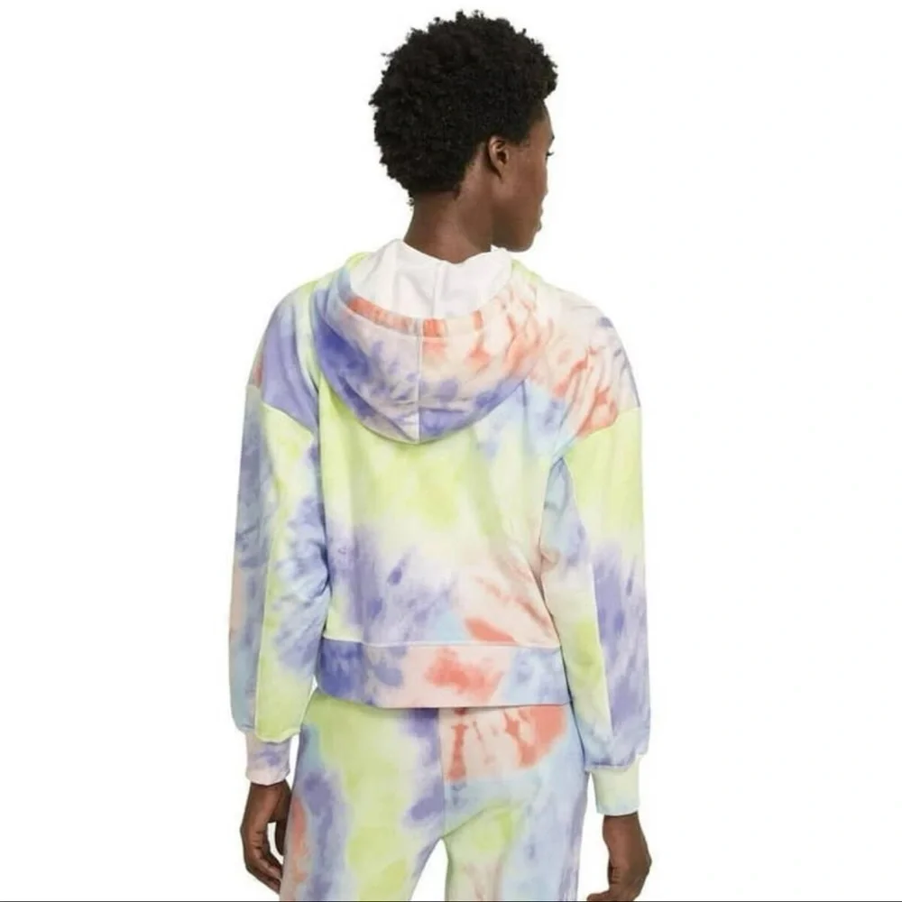 Nike Women’s Pastel Tie-Dye Hoodie Multicolor Boxy Cropped Large